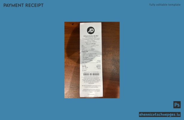 JD Sports Store Zahlungsscheck Beispielvorschau